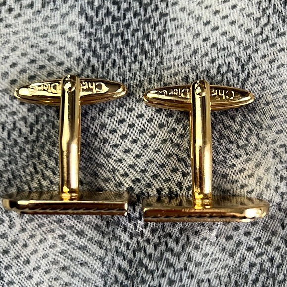 Auth. Christian Dior Logo Gold Tone Cuffs Vintage authentic cufflinks - Picture 6 of 11